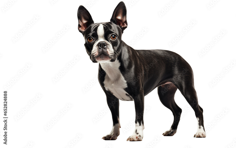 Boston Terrier Dog Isolated on Transparent Background PNG. Generative AI