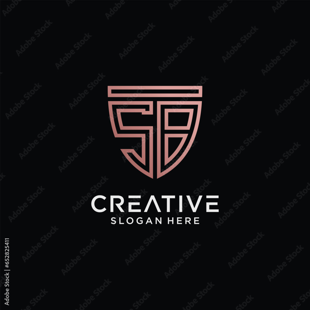 Creative style sb letter logo design template with shield shape icon Creative style sb letter logo design template with shield shape icon