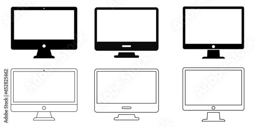 Collection of Desktop computer , lcd, monitor icon. Device flat and line icons set.