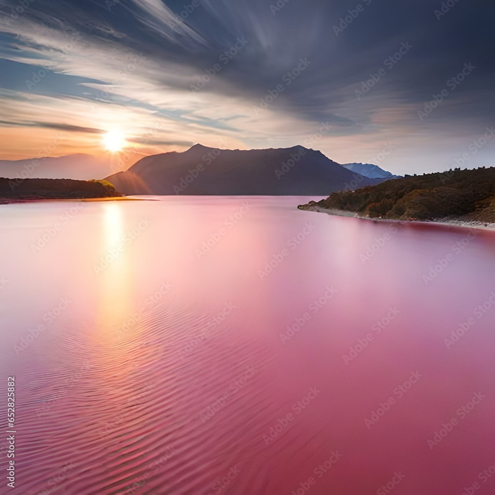 Obraz premium lake, water, landscape, sky, nature, clouds, reflection, sunset, sunrise, mountain, mountains, sea, calm, morning, ocean, cloud, sun, view, blue, beauty, travel, summer, island, beach, outdoors