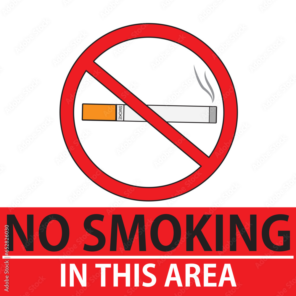 No Smoking in this area sign. ready to print. No Smoking in this area sign. ready to print.