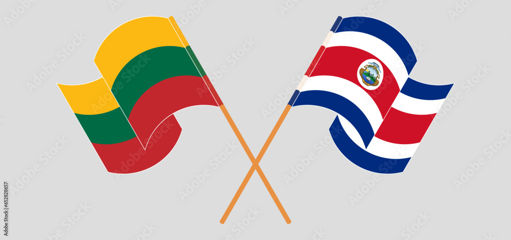 Crossed and waving flags of Lithuania and Costa Rica Crossed and waving flags of Lithuania and Costa Rica