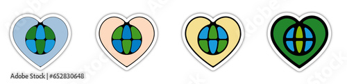 Icone bouton pictogramme signe symbole et logo sauver la planète coeur