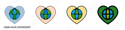 Icone bouton pictogramme signe symbole et logo sauver la planète coeur