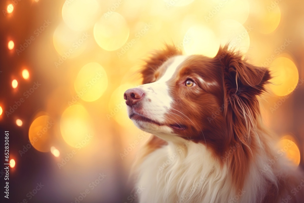 Close-up of cute dog with beautiful bokeh background