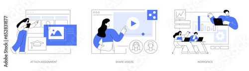 E-learning platform features isolated cartoon vector illustrations se