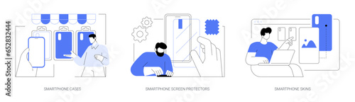 Smartphone protection accessories isolated cartoon vector illustrations se