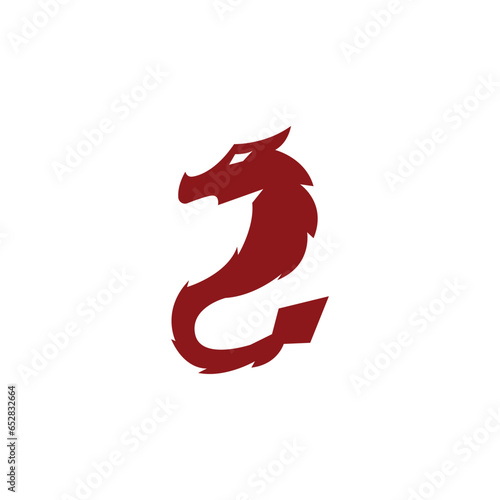 Dragon head silhouette logo design. dark red dragon icon
