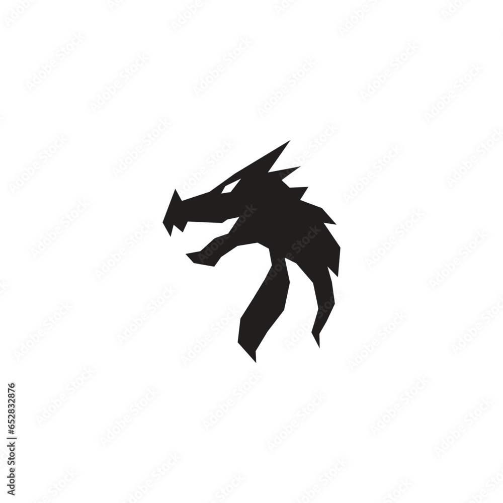 Vector scary dragon head silhouette logo design Vector scary dragon head silhouette logo design