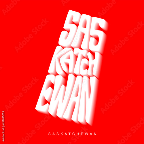 Vector illustration of the Canadian province of Saskatchewan, featuring the name of the province