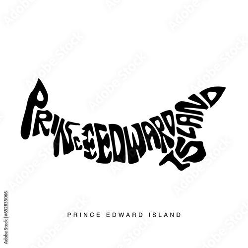 Vector illustration of the Canadian province of Prince Edward Island featuring its name in bold