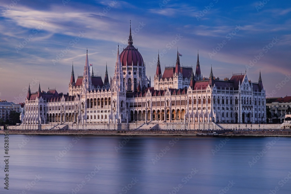 Historic Hungarian Parliament building near the water in Budapest, Hungary