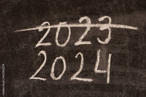 The concept of the end of 2023 and the beginning of the 2024 new year.