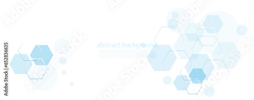 Geometric abstract background with blue hexagons. Structure molecule and communication. Science, technology and medical concept. Vector illustration