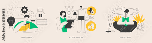 Mental and physical health treatment abstract concept vector illustrations.