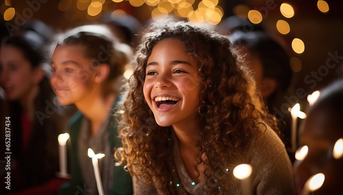 people, holidays, christmas and celebration concept - happy young women with sparklers over night lights background
