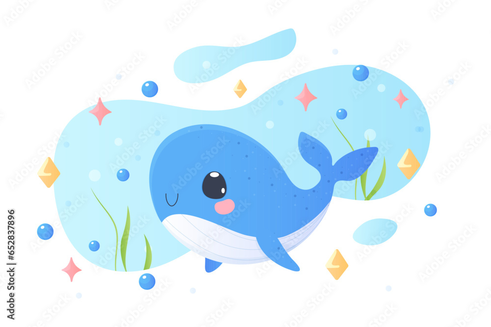 a cute whale in cartoon style. Vector illustration. Tshirt print, children's. a cute whale in cartoon style. Vector illustration. Tshirt print, children's.