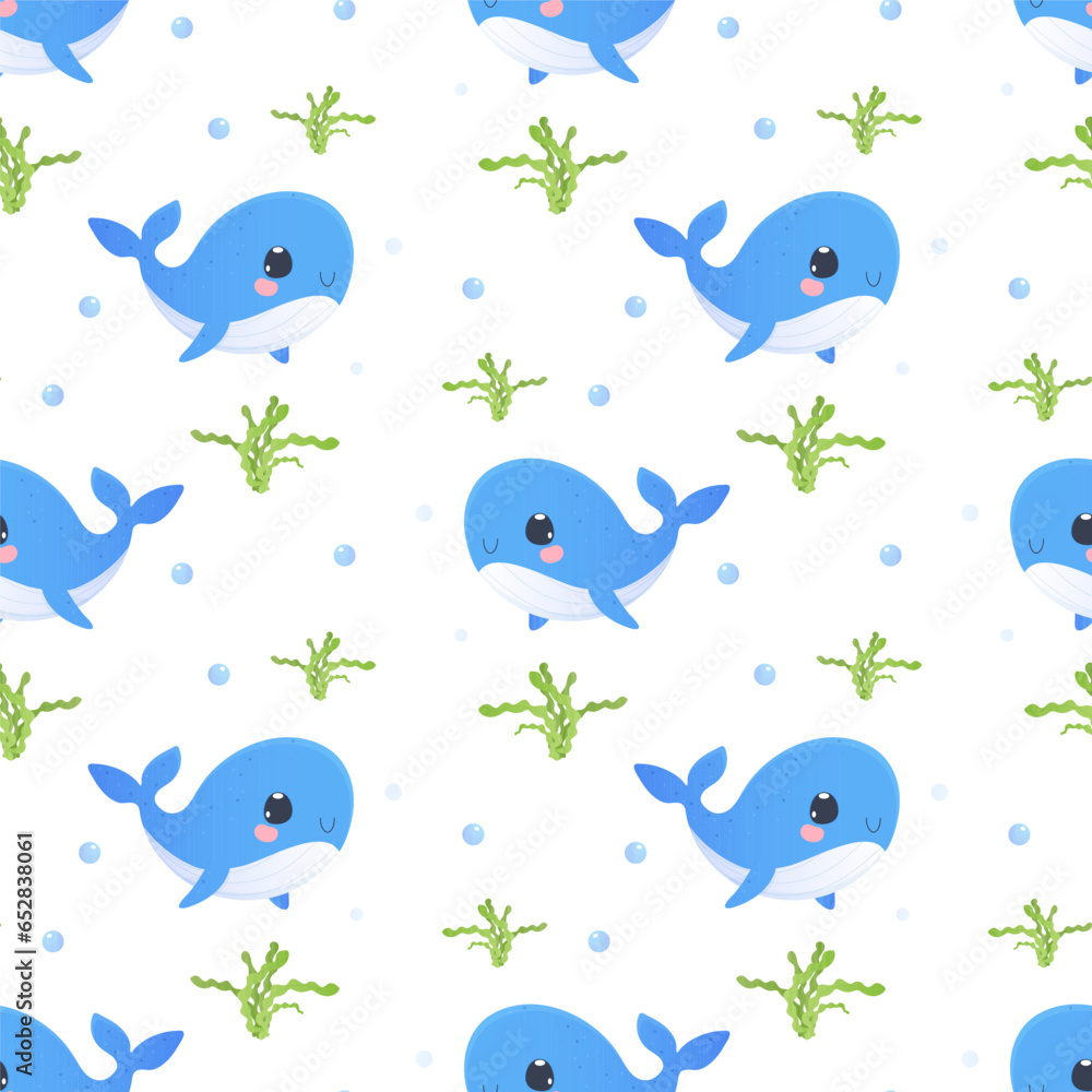 a baby pattern with cute whales. Vector illustration a baby pattern with cute whales. Vector illustration
