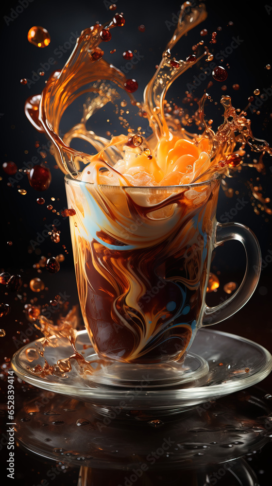 Dramatic Coffee Splash in Glass Cup
