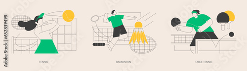 Racket sport abstract concept vector illustrations.