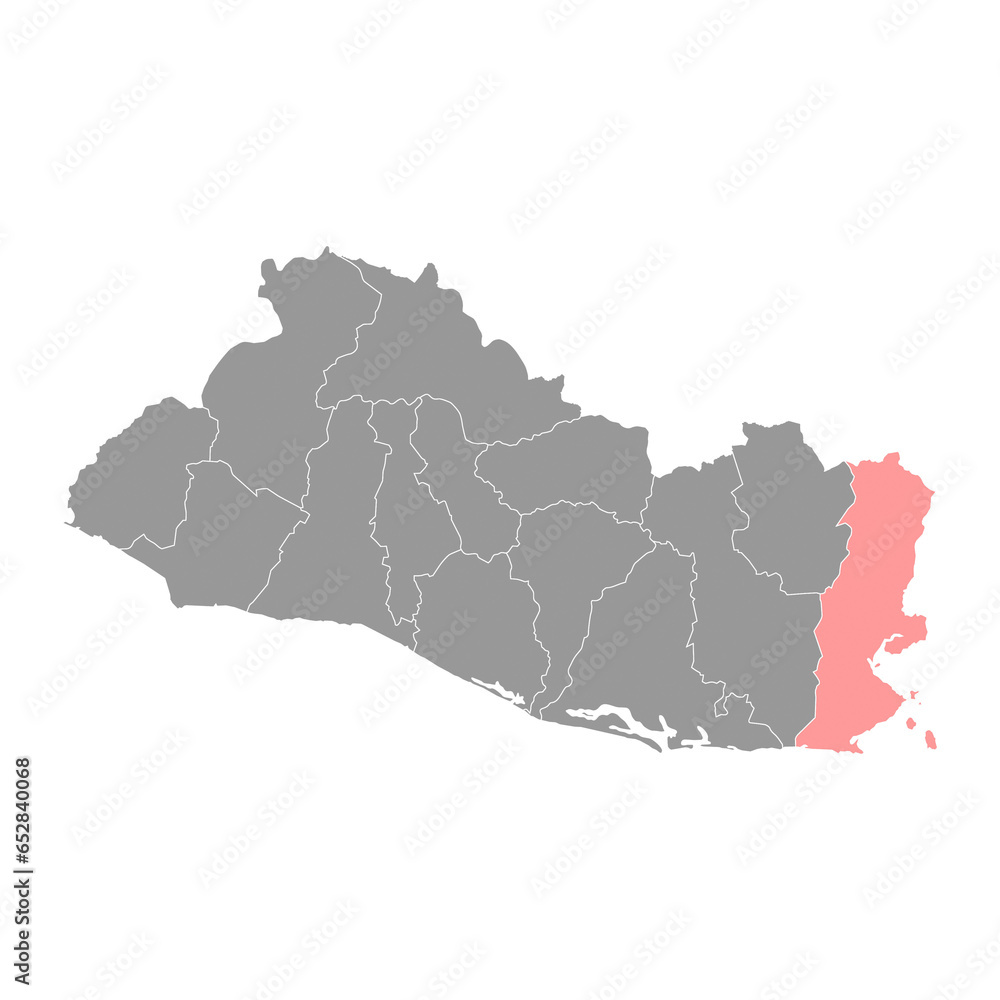 La Union department map, administrative division of El Salvador.