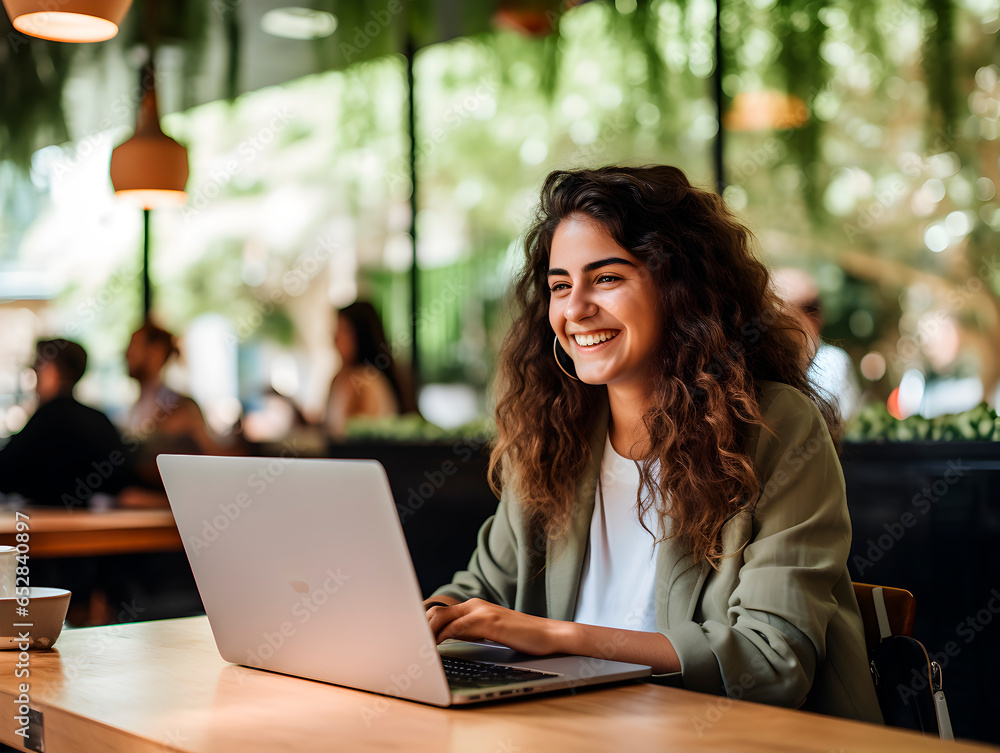Person studying at their laptop while in a cafe or restaurant Person studying at their laptop while in a cafe or restaurant