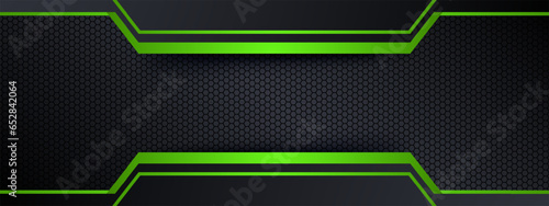 Black and green metal background for wide banners and gaming backdrop