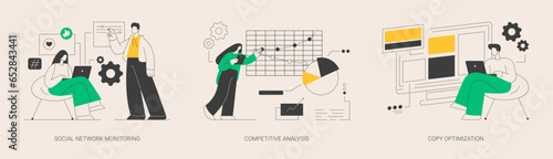 Social media analysis abstract concept vector illustrations.