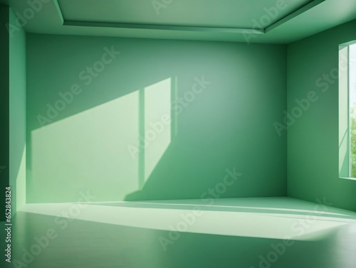 Empty Room With Green Walls And Floor