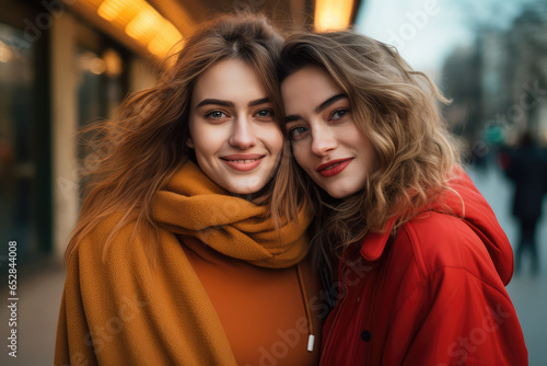 young women posing on the street