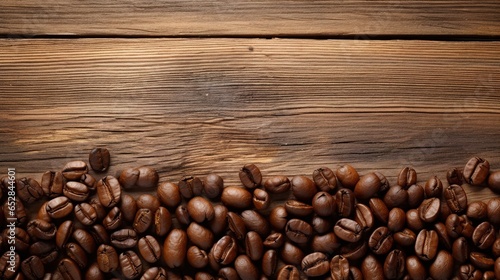 Coffee beans on old wood background