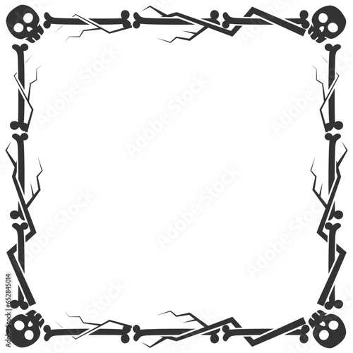 Decorative halloween bone skull frame with creepy tree branch