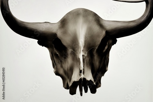 A Bull Skull With A Long Horn