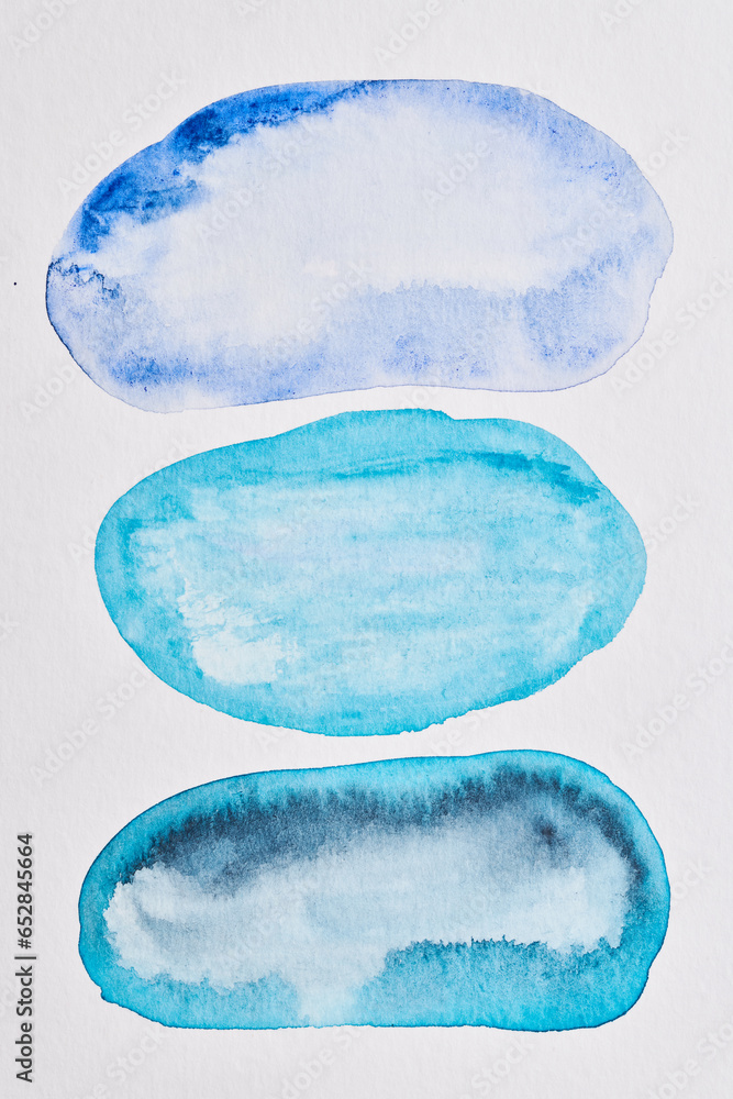 Obraz premium Abstract blue background. Watercolor ink multicolor art collage. Stains, blots and brush strokes of acrylic paint on white paper.