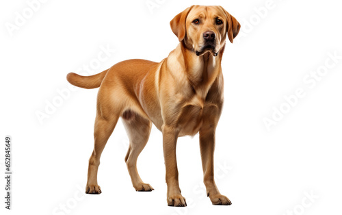 Labrador Retriever Light Brown Dog is Standing Isolated on Transparent Background PNG. Generative AI