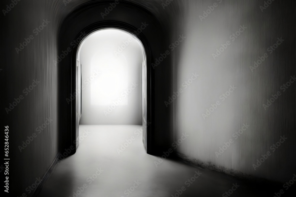A Long Hallway With A Light Coming Through The End