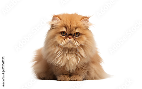 Persian Brown Cat in Sitting and Looking Front Isolated on Transparent Background PNG. Generative AI