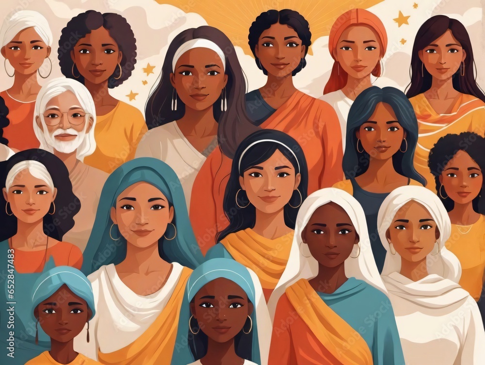 A Group Of Women In Different Colors A Group Of Women In Different Colors