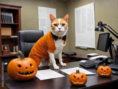A Cat Wearing A Pumpkin Costume