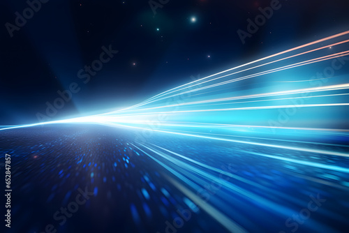 Flash lights rays, tech blue energy, speed background tecnology shine. Created by AI generative