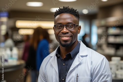 Black Male Pharmacist Professional Employment Work Environment Background Generative AI