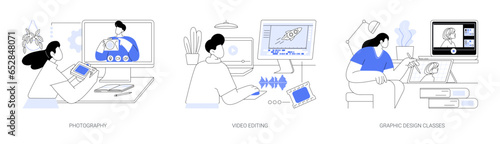 Creative online courses isolated cartoon vector illustrations se