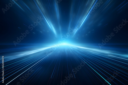 Flash lights rays, tech blue energy, speed background tecnology shine. Created by AI generative