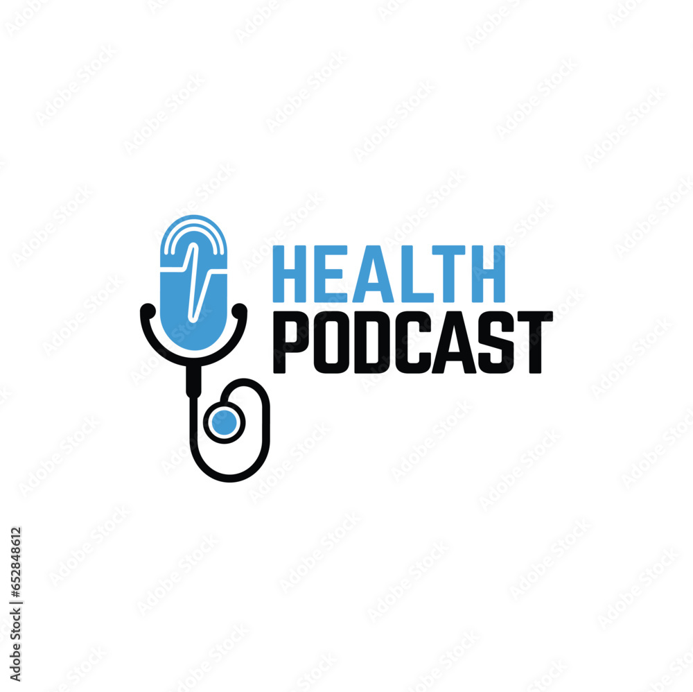 Doctor Logo Podcast Design Concept With Stethoscope Doctor Logo Podcast Design Concept With Stethoscope