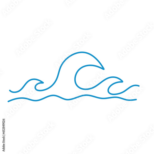 Wave sea line doodle vector. Hand drawn sketch water wave outline