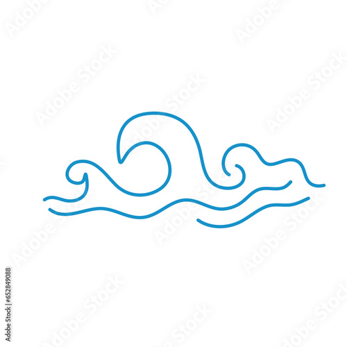 Wave sea line doodle vector. Hand drawn sketch water wave outline