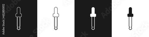 Set Eyedropper color picker palette icon isolated on isolated on black and white background. Vector