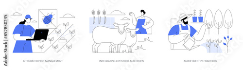 Sustainable agriculture plant cultivation isolated cartoon vector illustrations se
