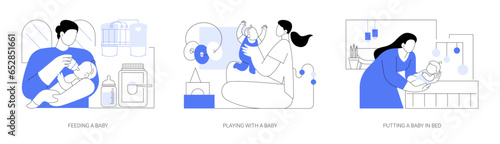 Young parents routine isolated cartoon vector illustrations se
