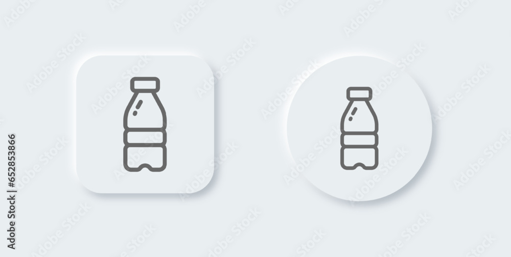 Bottle line icon in neomorphic design style. Water drink signs vector illustration. Bottle line icon in neomorphic design style. Water drink signs vector illustration.
